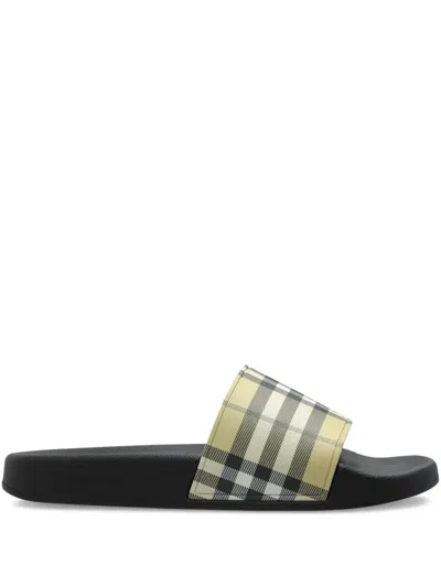Burberry Beige Trek Sandals In Grain Ip Check