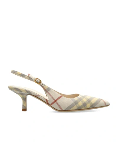 Burberry Checked Slingback Heeled Pumps In Multi