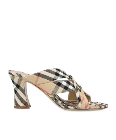 BURBERRY BURBERRY CHECKED SLIP-ON SANDALS