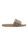 Burberry Checked Slip-on Slides In Black