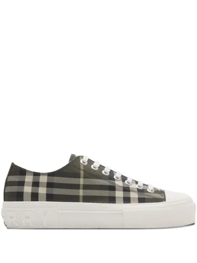 Burberry Check Pattern Sneakers Round Toe Rubber Sole In Multi