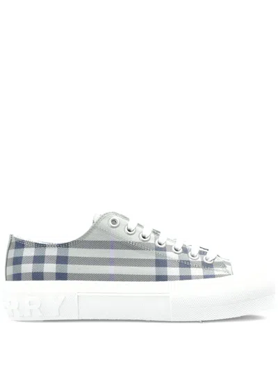 Burberry Checked Sneakers In Gray