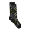 Burberry Check Crew Socks In Black