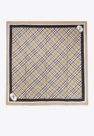 Burberry Checked Squared Scarf In Black