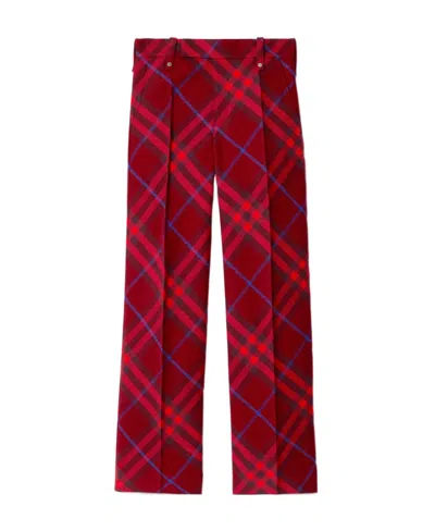 BURBERRY BURBERRY CHECKED PLEATED STRAIGHT-LEG TROUSERS
