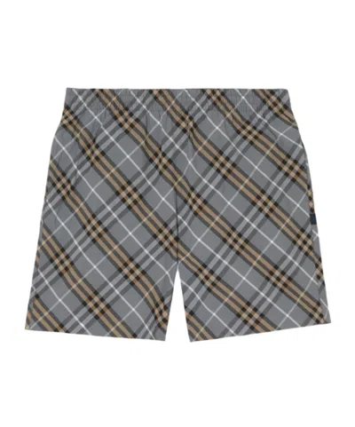 Burberry Checked Straight-hem Swim Shorts In Red