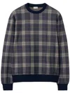 Burberry Checked Sweater In Blue