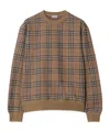 Burberry Check Pattern Sweatshirt With Embroidered Logo In Brown