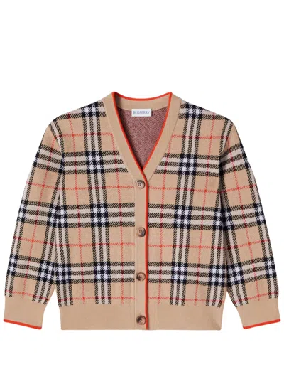 Burberry Kids' Checked Sweater "graham" In Brown