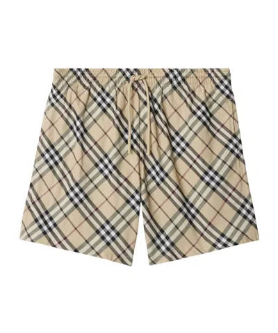 BURBERRY BURBERRY ELASTICATED WAISTBAND CHECKED SWIM SHORTS