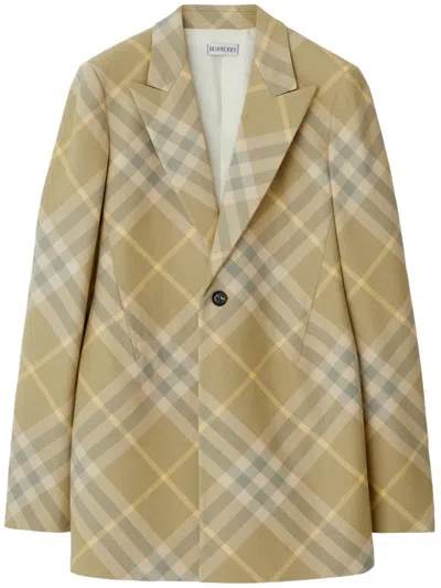 BURBERRY CHECKED TAILORED SINGLE-BREASTED BLAZER