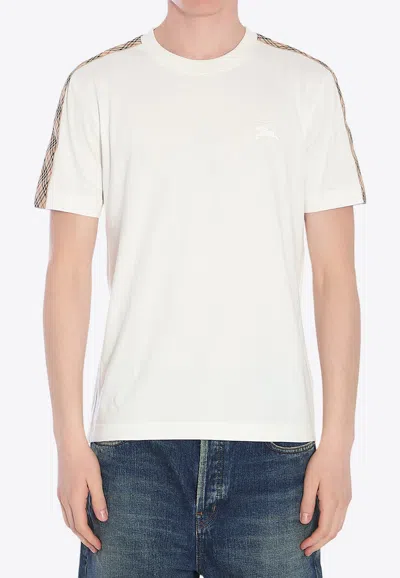 Burberry Checked Cotton-jersey T-shirt In Neutrals