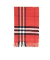 Burberry Checked Tassel Scarf In Red