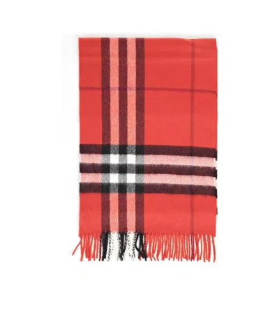 Burberry Checked Tassel Scarf In Red