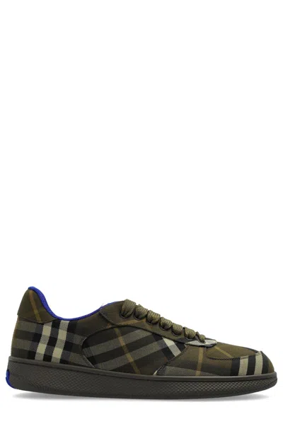 Burberry Checked Terrace Lace-up Sneakers In Black