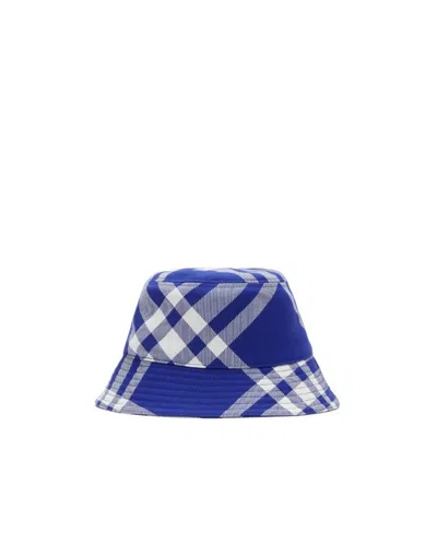 Burberry Check Wool-blend Bucket Hat In Blue