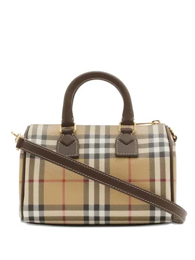 Burberry Checked Tote Bag In Neutral