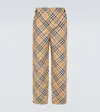 Burberry Checked Straight-leg Trousers In Beige