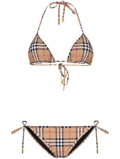 BURBERRY CHECKED TRIANGLE BIKINI