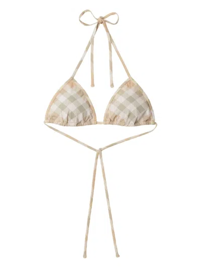Burberry Check Bikini Top In White