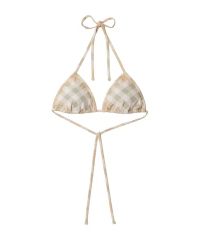 BURBERRY BURBERRY CHECKED HALTERNECK TRIANGLE BIKINI TOP