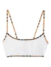 Burberry Stretch Nylon Bikini Top Patterned Trim In White