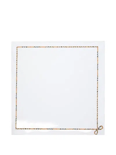 Burberry Checked-trim Cotton Blanket In White