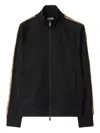 Burberry Checked Jacquard-trimmed Logo-embroidered Tech-jersey Track Jacket In Black