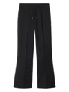 Burberry Check Trim Cotton Blend Track Pants In Black
