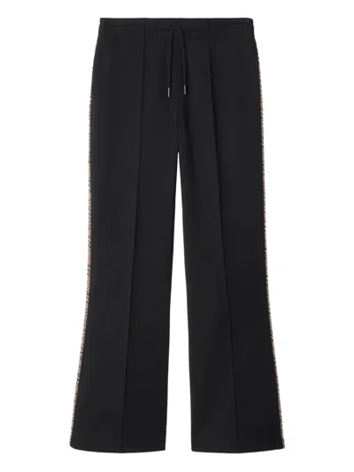BURBERRY CHECKED-TRIM TRACK PANTS