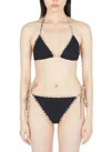 Burberry Check Detail Stretch Nylon Triangle Bikini In Black