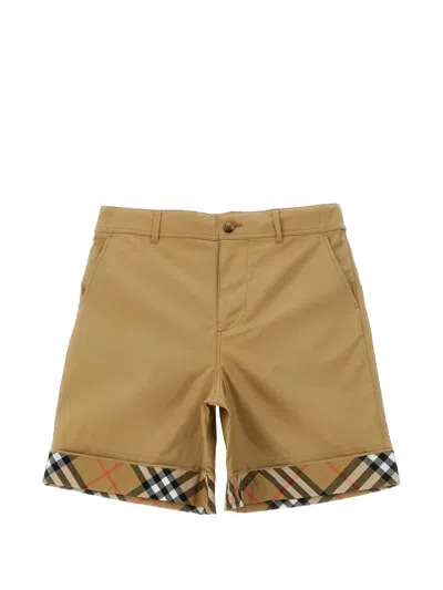 Burberry Babies' Checked Turn-up Bermuda Shorts In Neutral