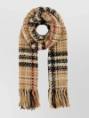 BURBERRY CHECKED TWEED BLEND CHECKERED SCARF
