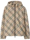 Burberry Beige Reversible Down Jacket With Hood And All-over Check Motif In Tech Fabric Man In Nude