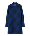 Burberry Checked Twill Single-breasted Car Coat In Blue