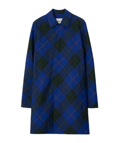 BURBERRY BURBERRY CHECKED SINGLE-BREASTED LONG SLEEVED CAR COAT