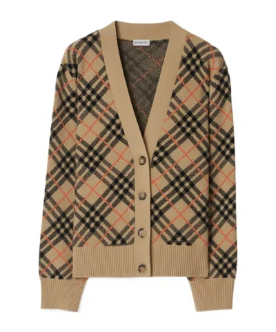 Burberry Check Jacquard Cashmere Cardigan In Multi