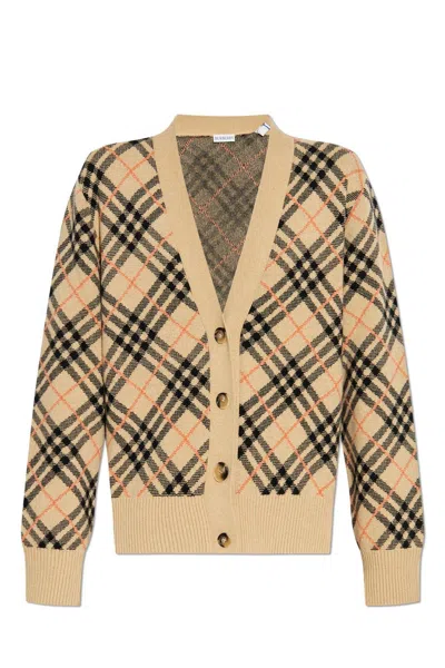 Burberry Checked V-neck Buttoned Cardigan In Multicolor