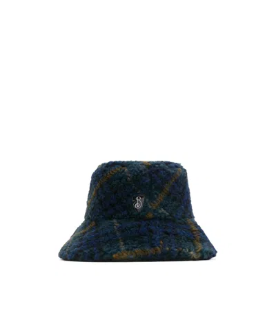 Burberry Checked Flannel Bucket Hat In Black