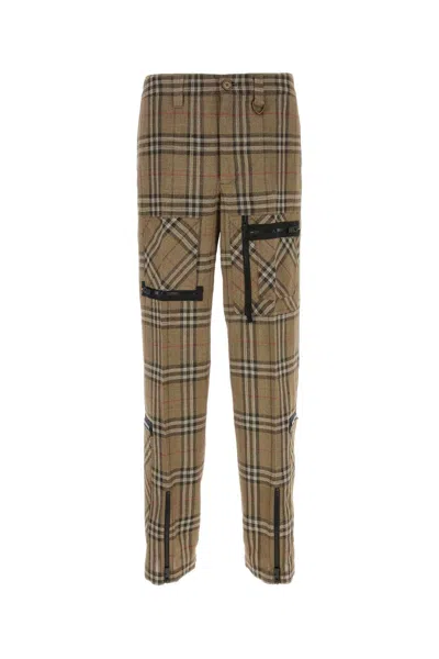 Burberry Checked Viscose-silk Trousers In Brown