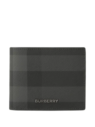 Burberry Checked Wallet In Gray