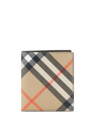 Burberry Checked Wallet In Neutrals
