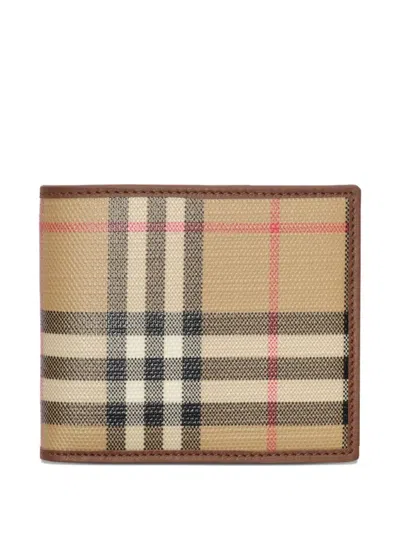 Burberry Checked Wallet In Sand