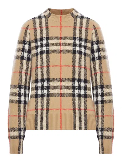 Burberry Checked Wool And Cashmere Sweater In Multi