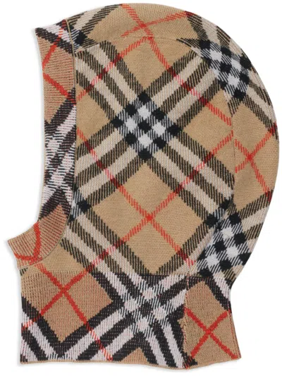 Burberry Kids' Checked Wool Balaclava In Neutrals