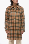 Burberry Checked Wool Blend Coat With Hidden Buttoning In Brown