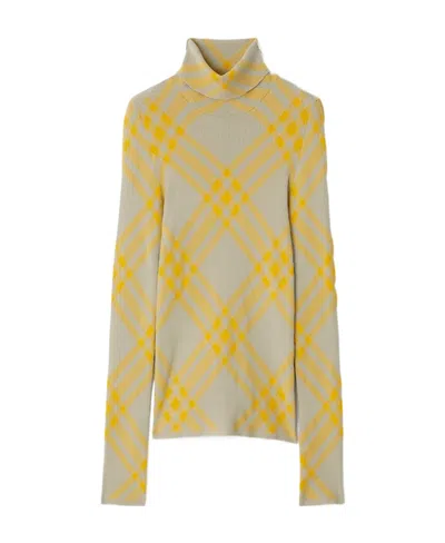 Burberry Checked Wool-blend Jumper In Neutrals