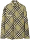 Burberry Wool Blend Checked Overshirt In Green
