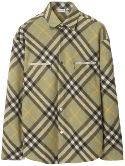 Burberry Wool Blend Overshirt In Neutrals