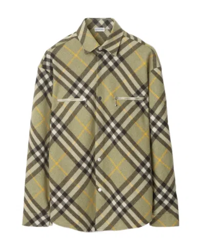 Burberry Wool Blend Overshirt In Neutrals